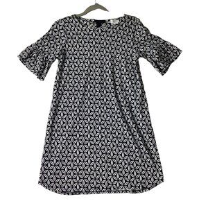 Crown &‎ Ivy Women XL Shell Print Dress Tunic Bell Sleeves Beach Cruise Back Tie